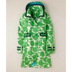 Boden Mac Green Print Apple Flowerbed Cluster Hooded Waterproof Coat size 6